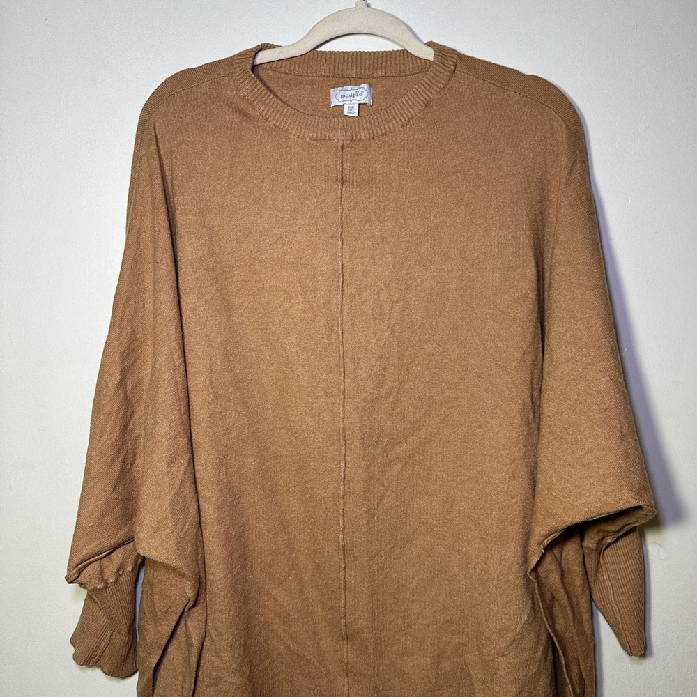 Mud Pie Brown Boho Oversized Batwing Dolman Knit Sweater Top One Size